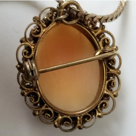 18k Gold Filled Cameo Pendant and Brooch - Picture 5 of 6